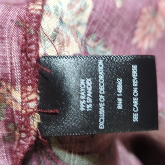 Torrid Textured Stretch Rayon Dark Academia Wine Floral Romantic Tunic Sz 3x - Picture 10 of 12